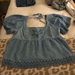 Blue babydoll top